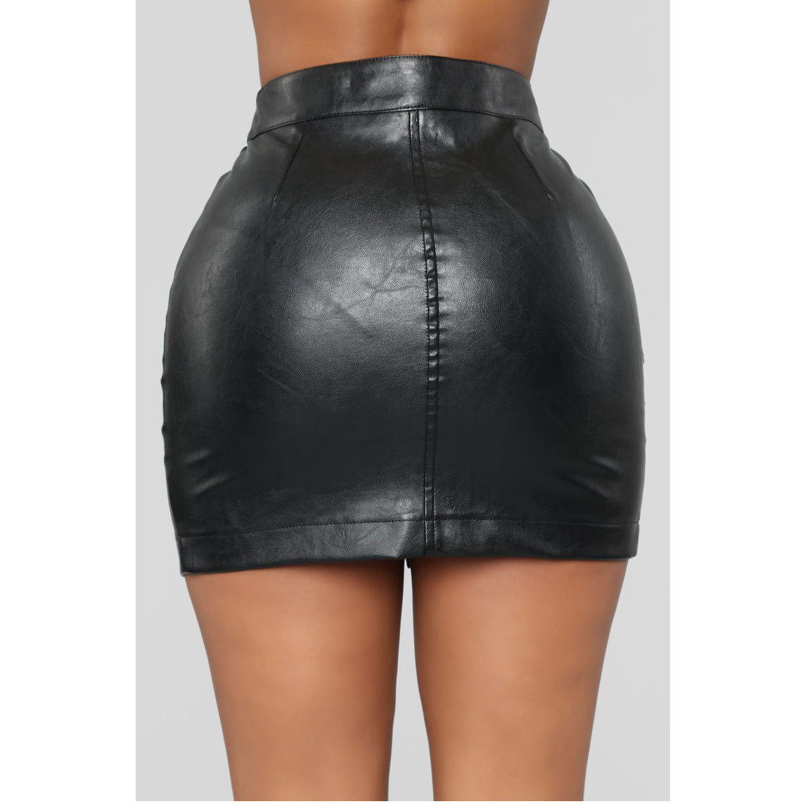 Zip-Wrap Leather Mini Skirt