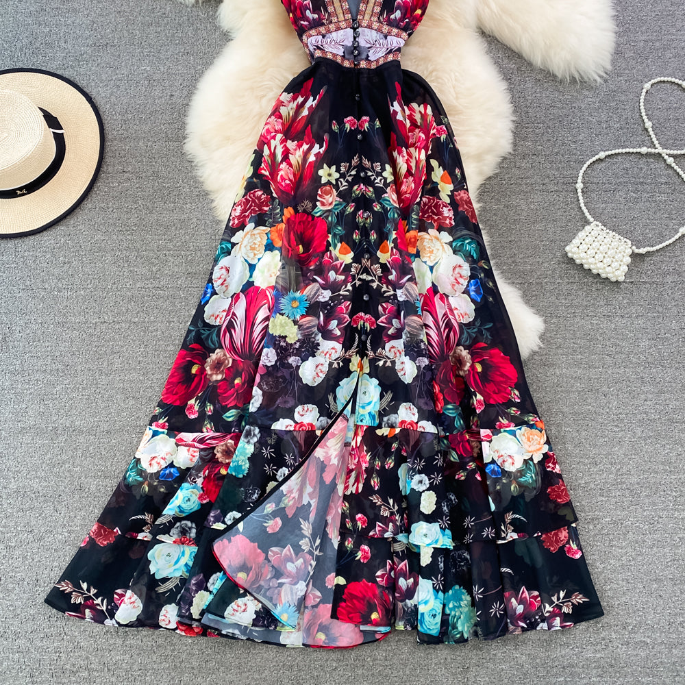 Elegant V-neck Waist Slimming Dress