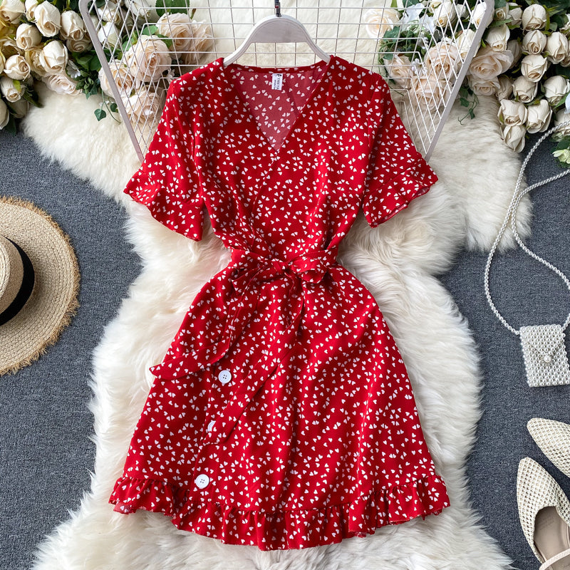 Chic Retro Polka Dot V-Neck Dress
