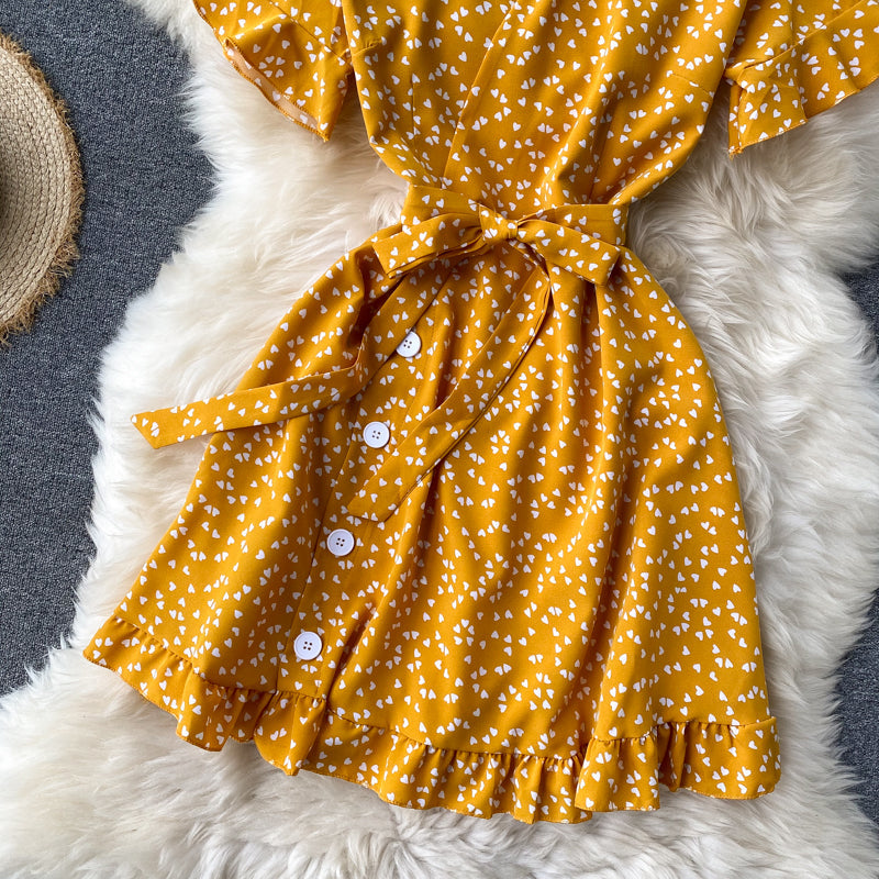 Chic Retro Polka Dot V-Neck Dress