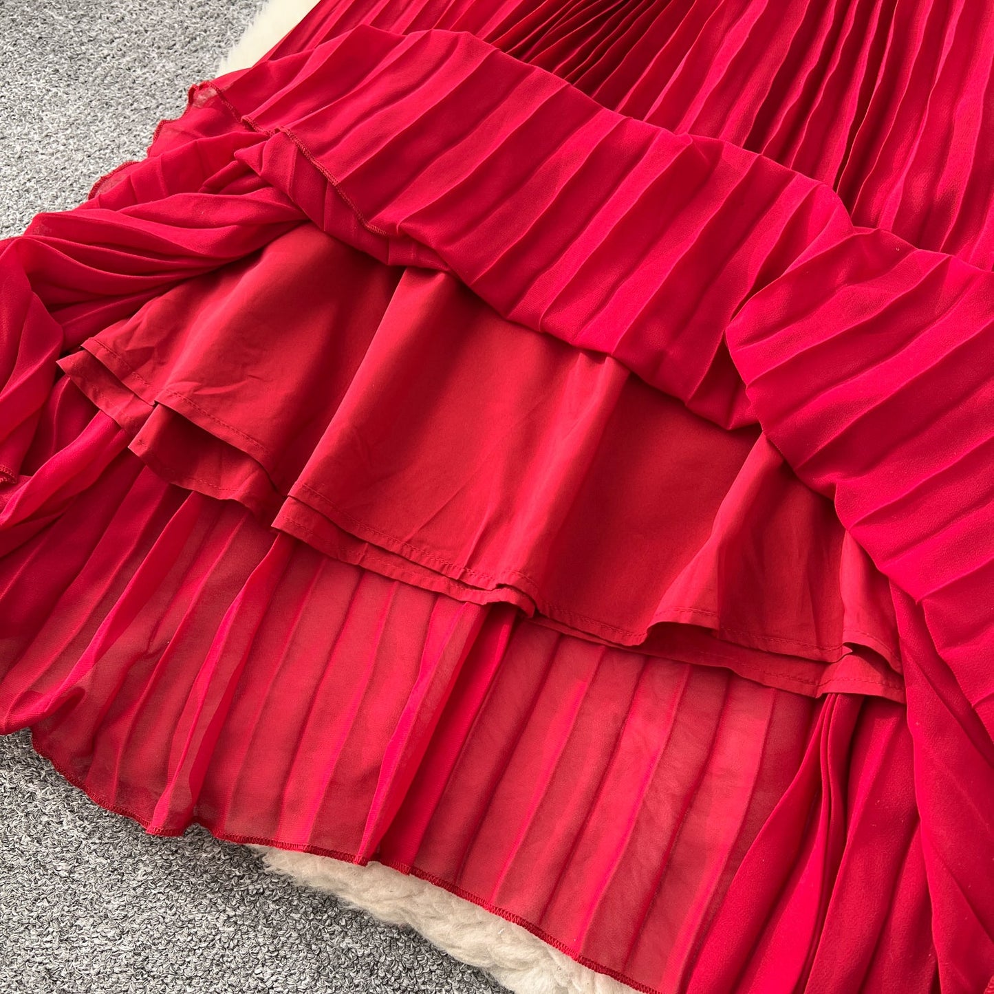 Rhinestone Embellished Pleated Dress