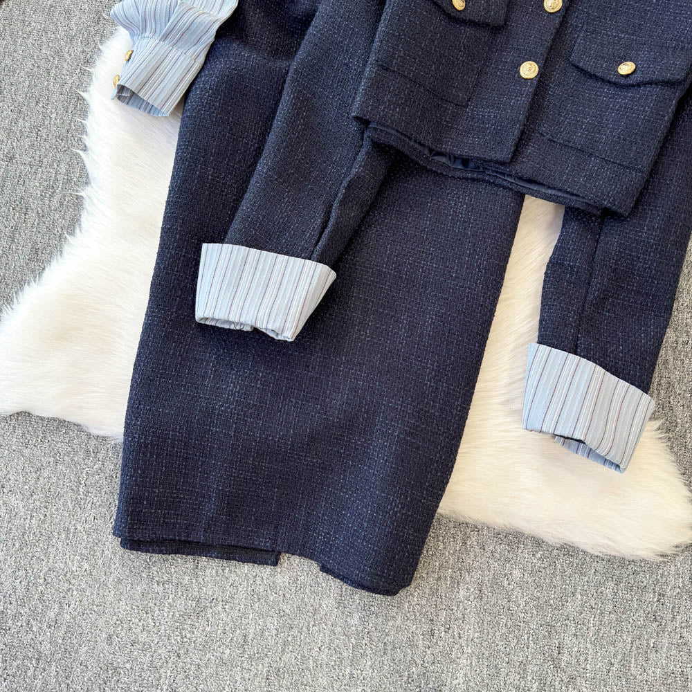 Stripe Dress & Structured Blazer Matching Set