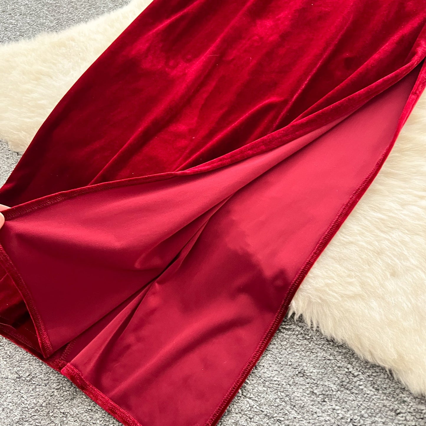 Bead-Adorned Suede Maxi Dress