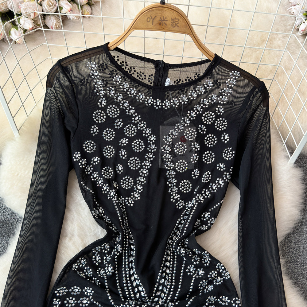 Sequin Fringe Black Cocktail Dress