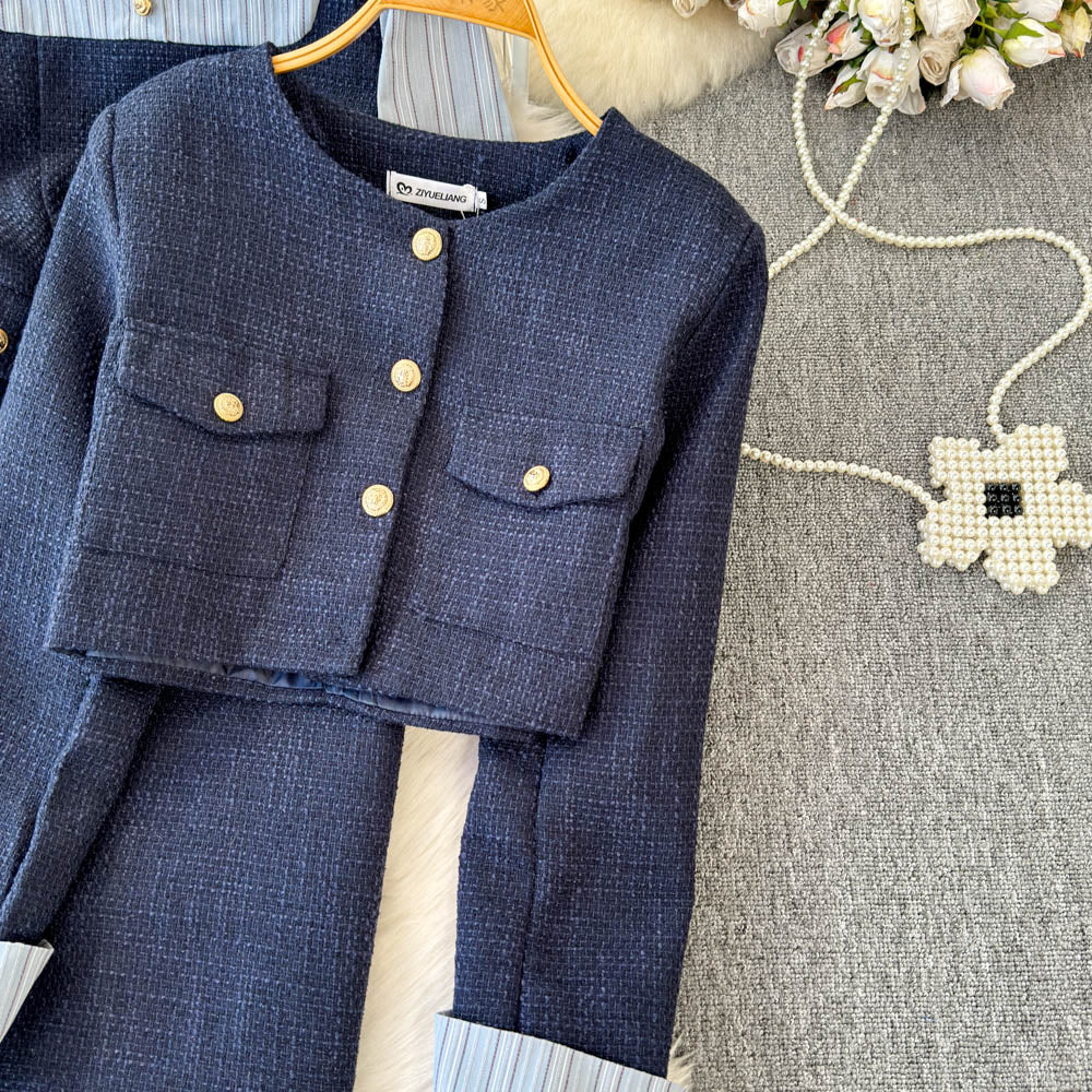 Stripe Dress & Structured Blazer Matching Set