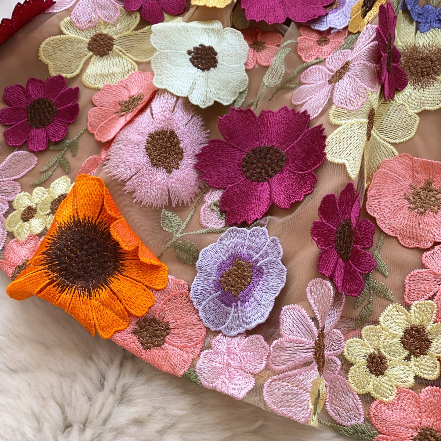 Blooming Floral Embroidery Party Dress