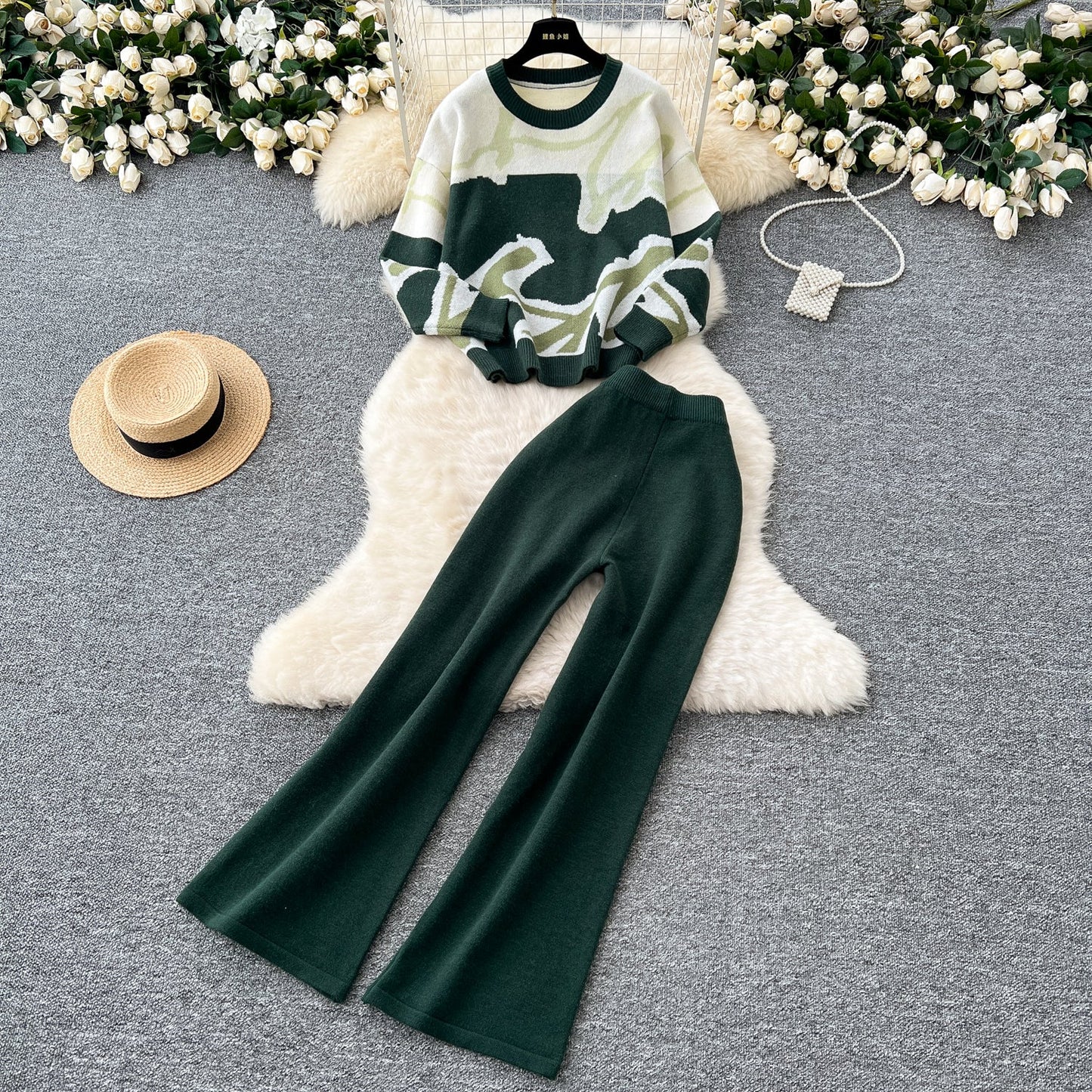 Asymmetric Block Knit & Relaxed Pant Duo