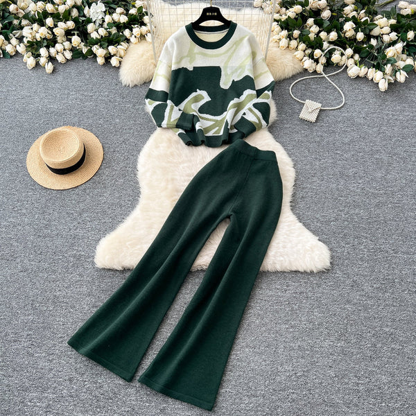 Asymmetric Block Knit & Relaxed Pant Duo