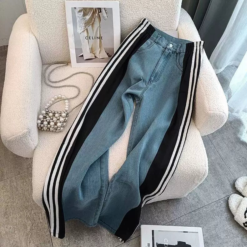 Casual Blue Patchwork Jeans