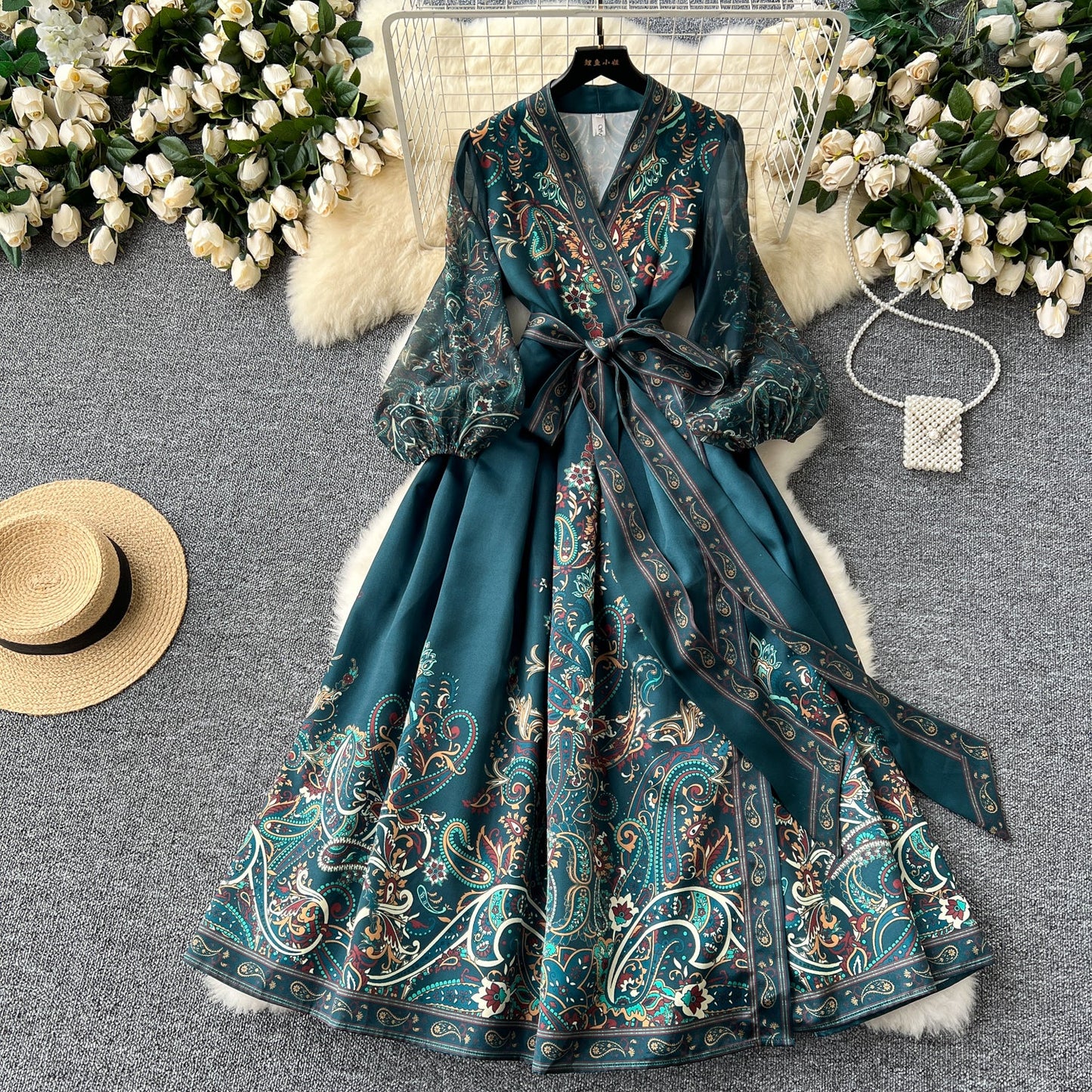 Romantic A-line Floral Maxi Dress