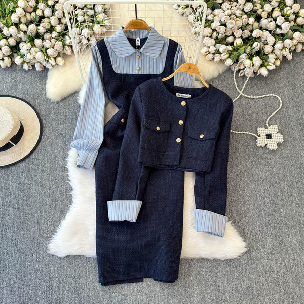Stripe Dress & Structured Blazer Matching Set