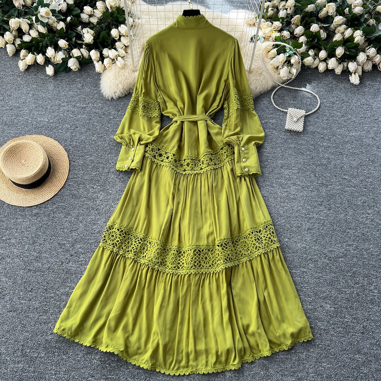Retro Folkloric Lace Layered Dress