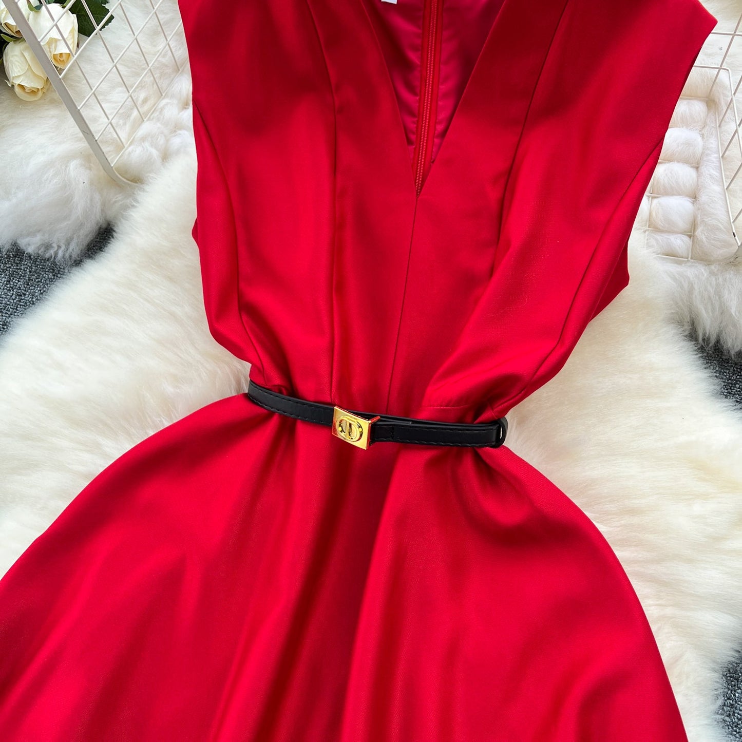 Women's Classic V-Neck Sheath Dress