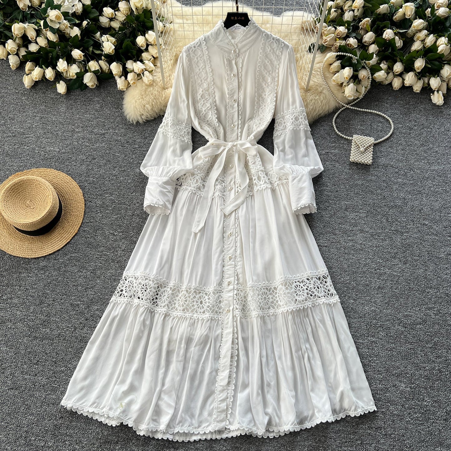 Retro Folkloric Lace Layered Dress