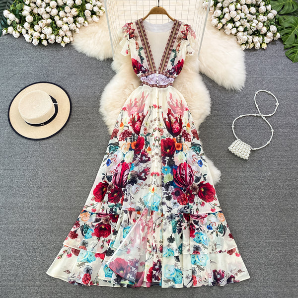 Elegant V-neck Waist Slimming Dress