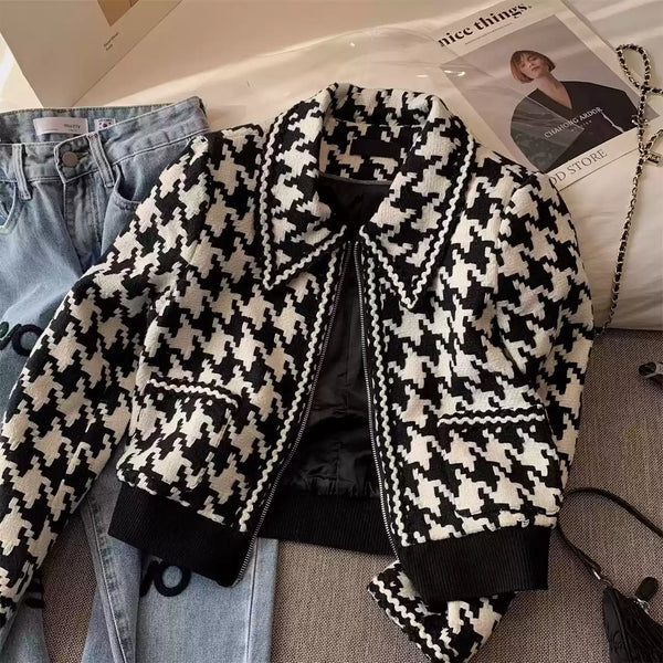 Women’s Color Block Houndstooth Jacket