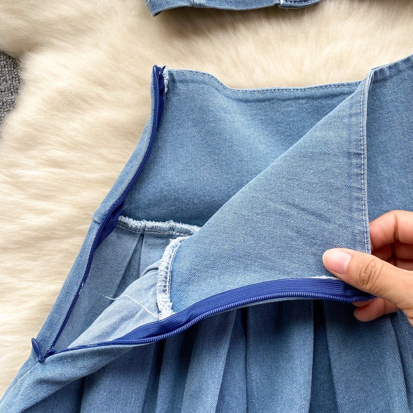 Denim Camisole & Pleated Skirt Set