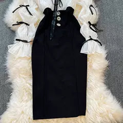 Geometric Patch Square Neck Maxi Dress