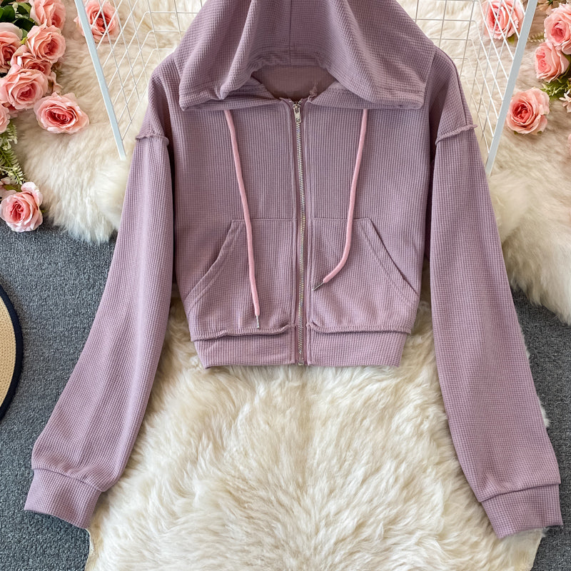Cropped Zip Up Hoodie with Slip Dress