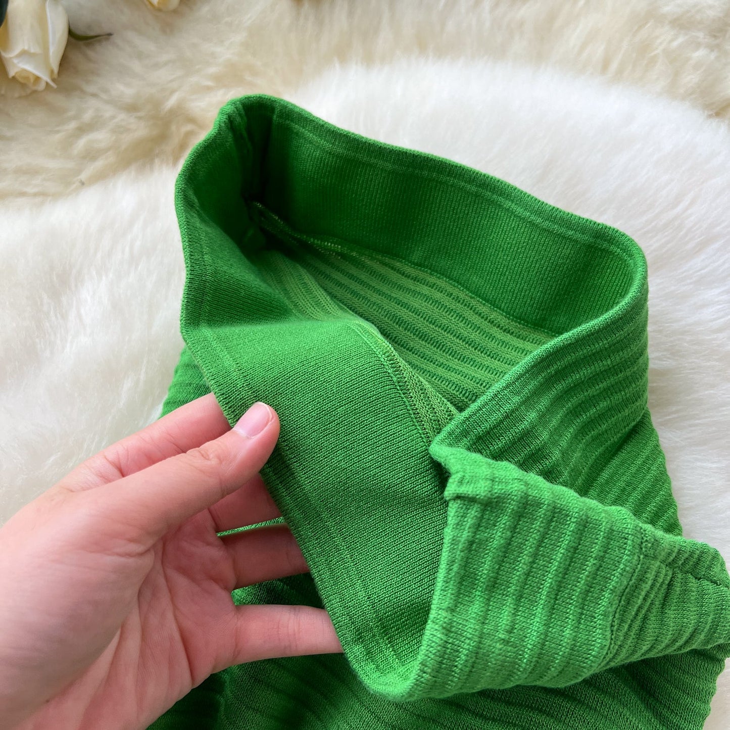Emerald Off-Shoulder Silk-knit Dress