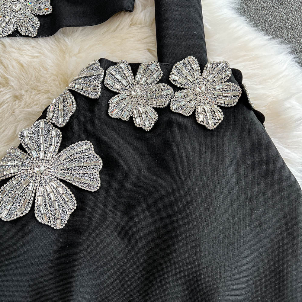 Rhinestone Sweater & Midi Skirt Matching Set