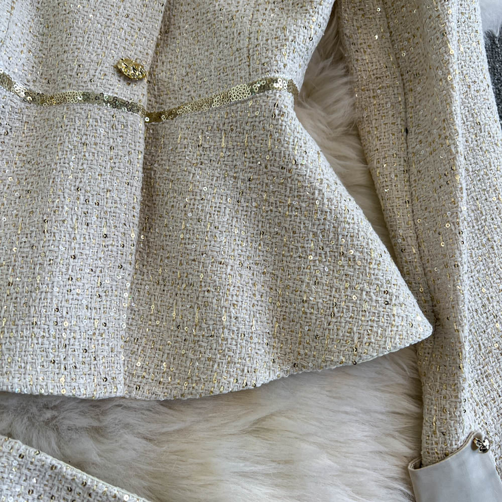 Classic Tweed Blazer & Pencil Skirt Set