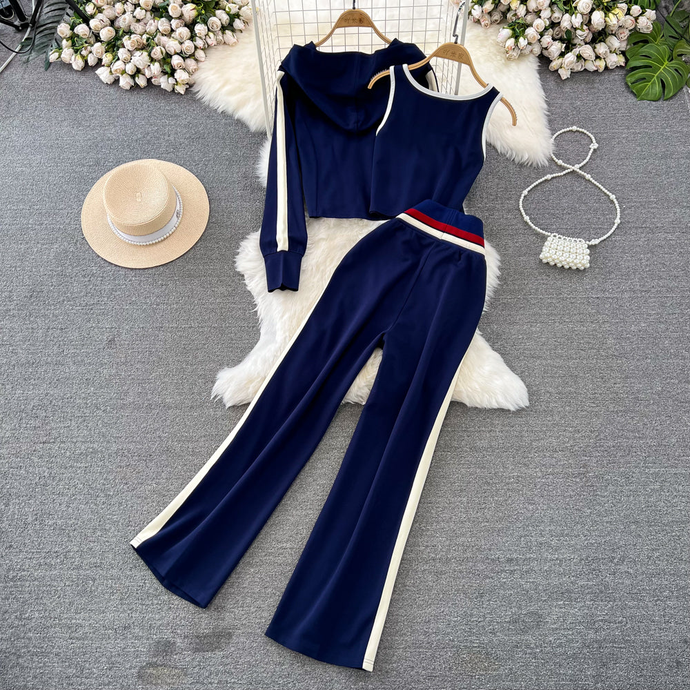Women's 3 Piece Matching Outfit - Hoodie + Camisole + Trousers