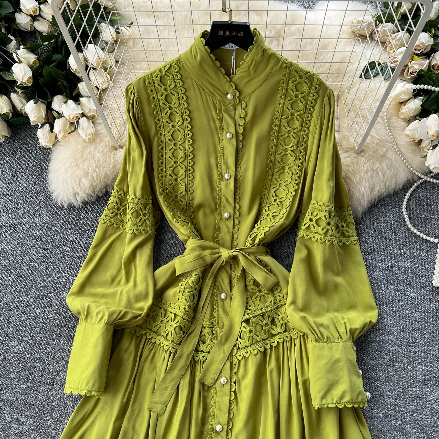Retro Folkloric Lace Layered Dress