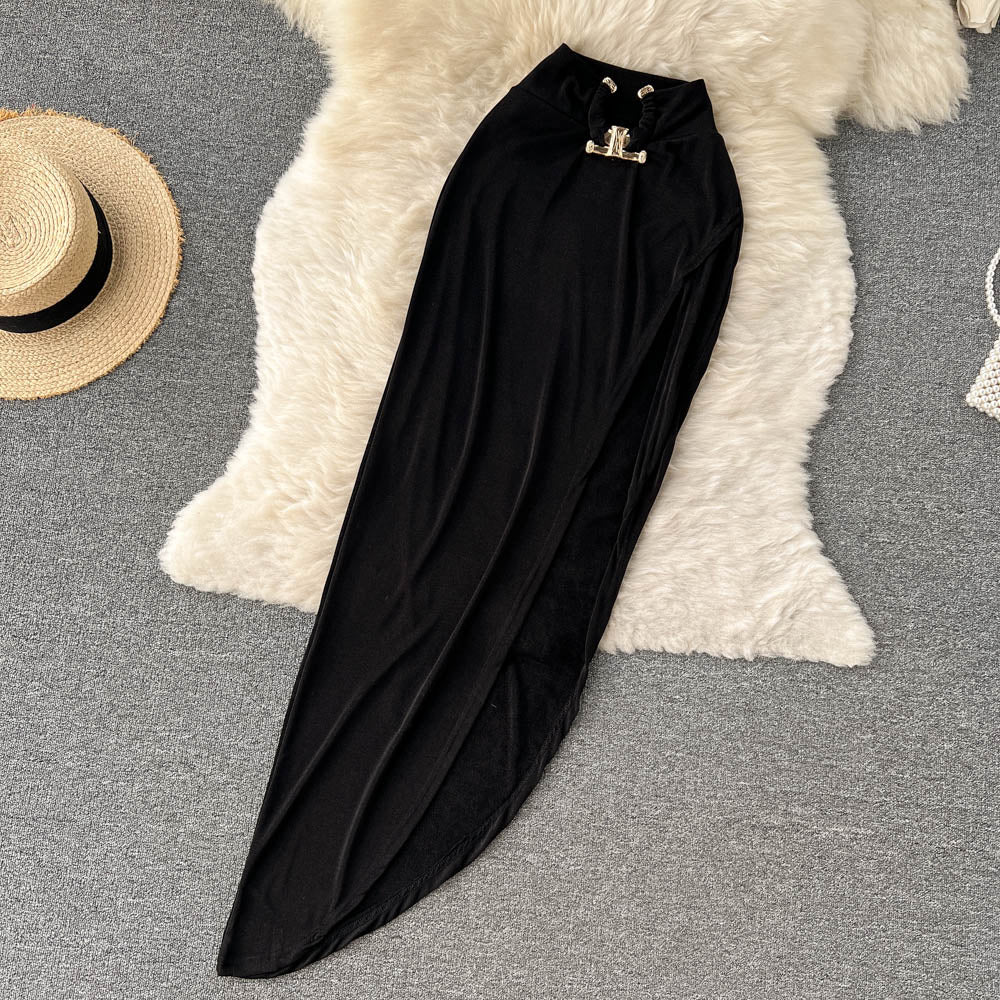 Sleeveless Crop Top & Slit Skirt Set