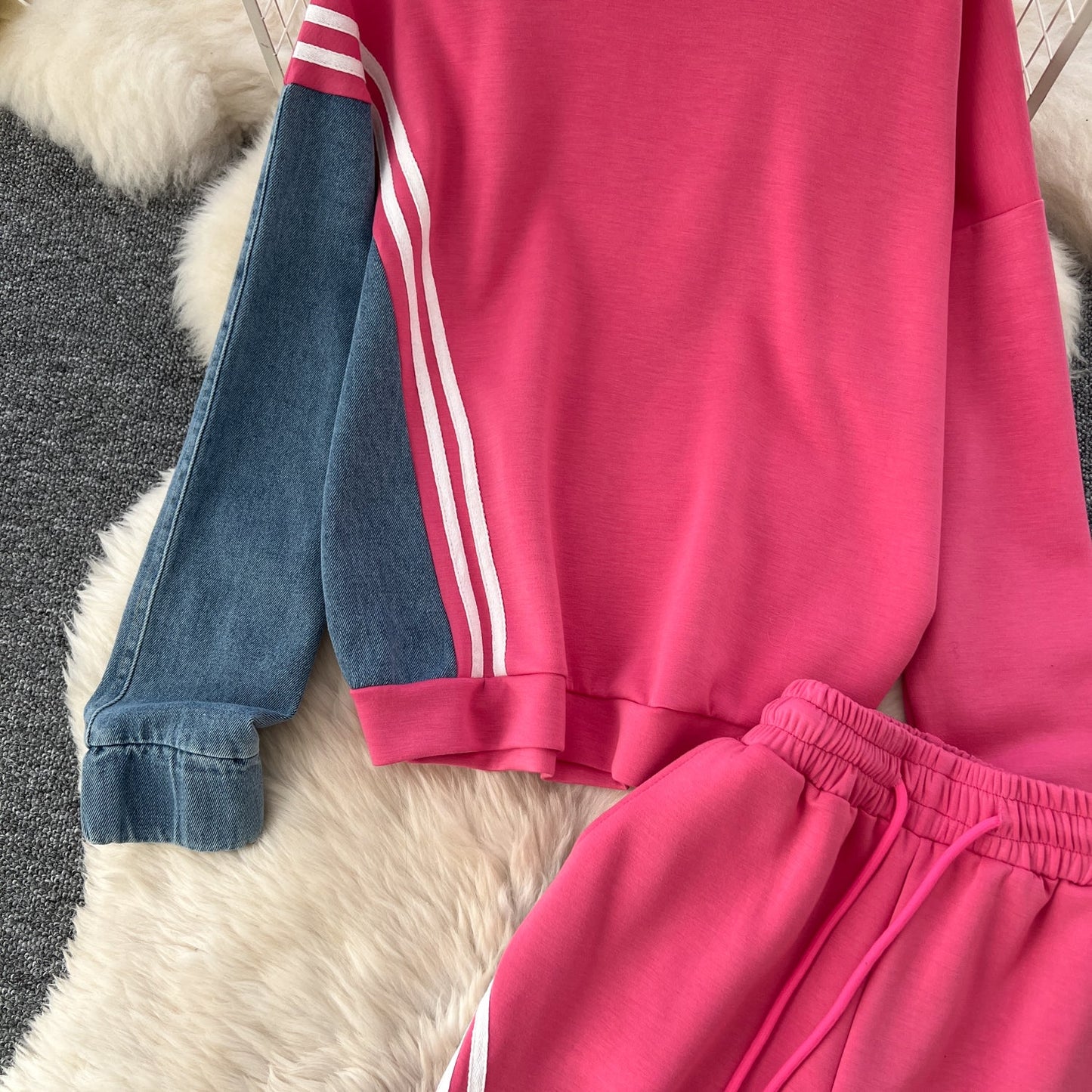 Leisure Wear Patchwork Denim 2Pcs