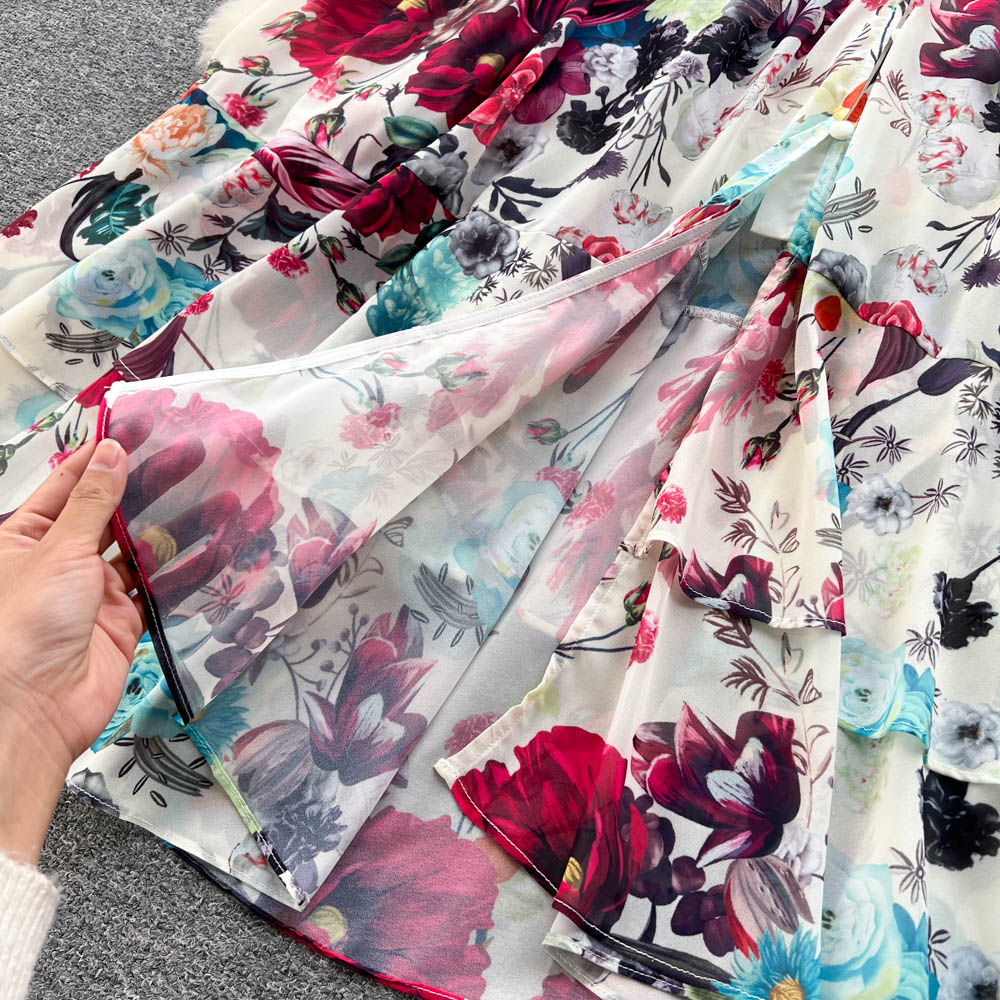 V-neck Floral Maxi Dress