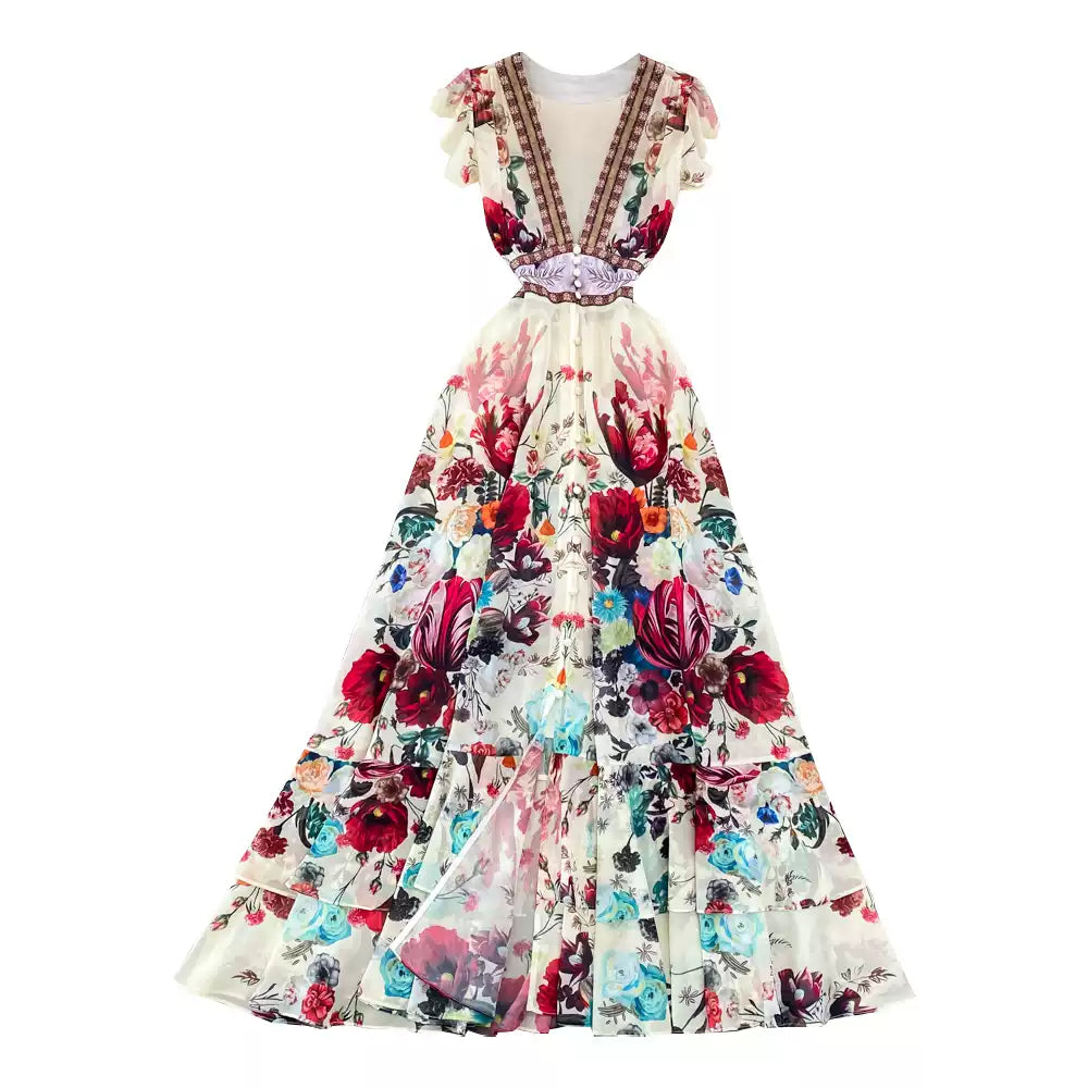 Elegant V-neck Waist Slimming Dress
