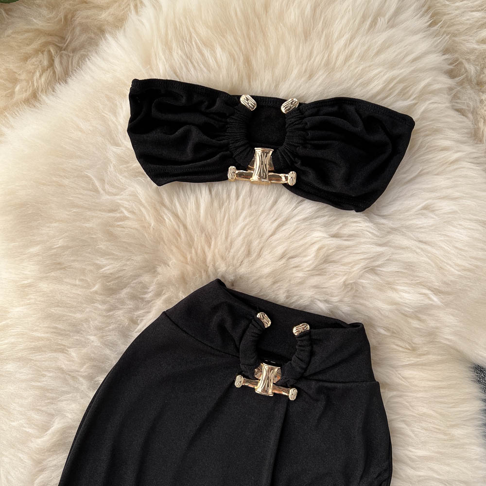 Sleeveless Crop Top & Slit Skirt Set