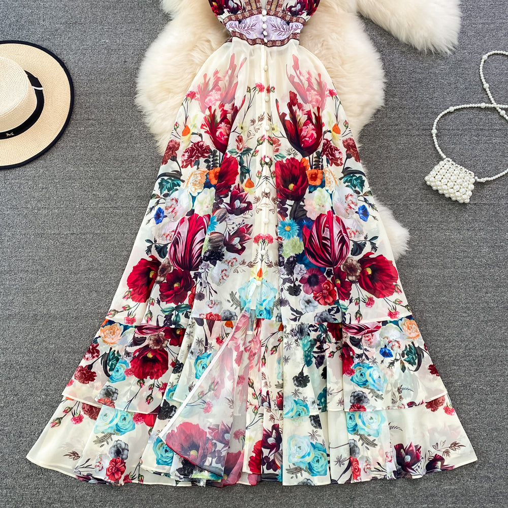 Elegant V-neck Waist Slimming Dress