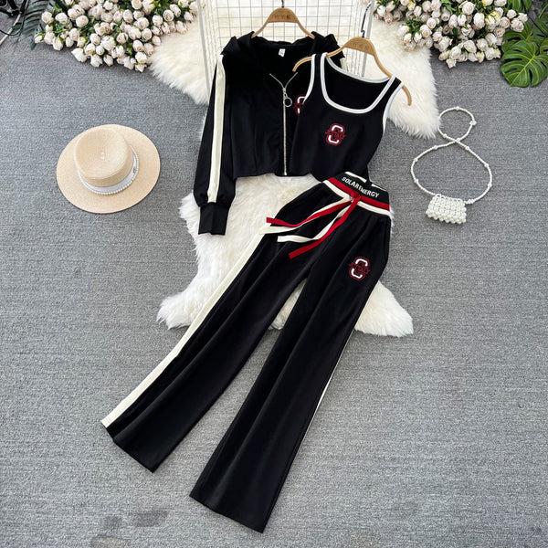 Women's 3 Piece Matching Outfit - Hoodie + Camisole + Trousers