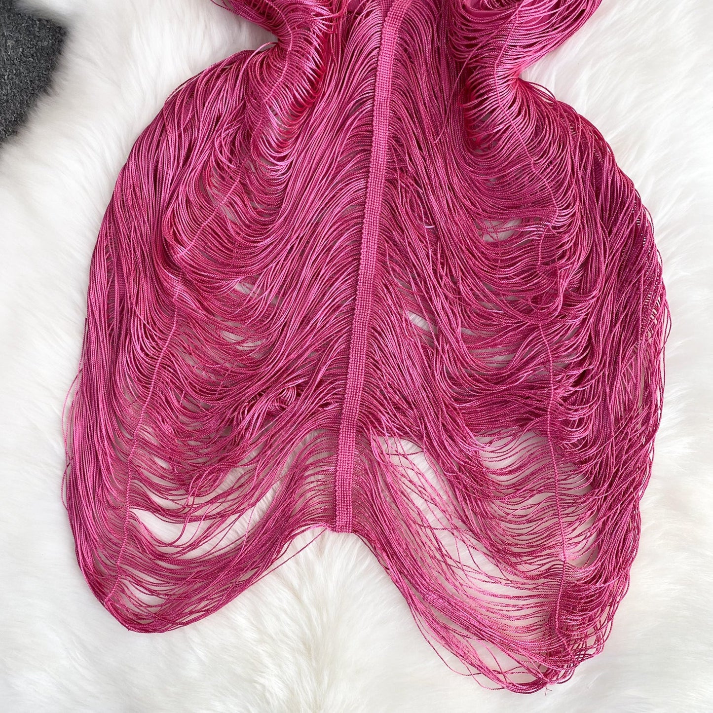 Sultry Fringe V-Neck Evening Dress