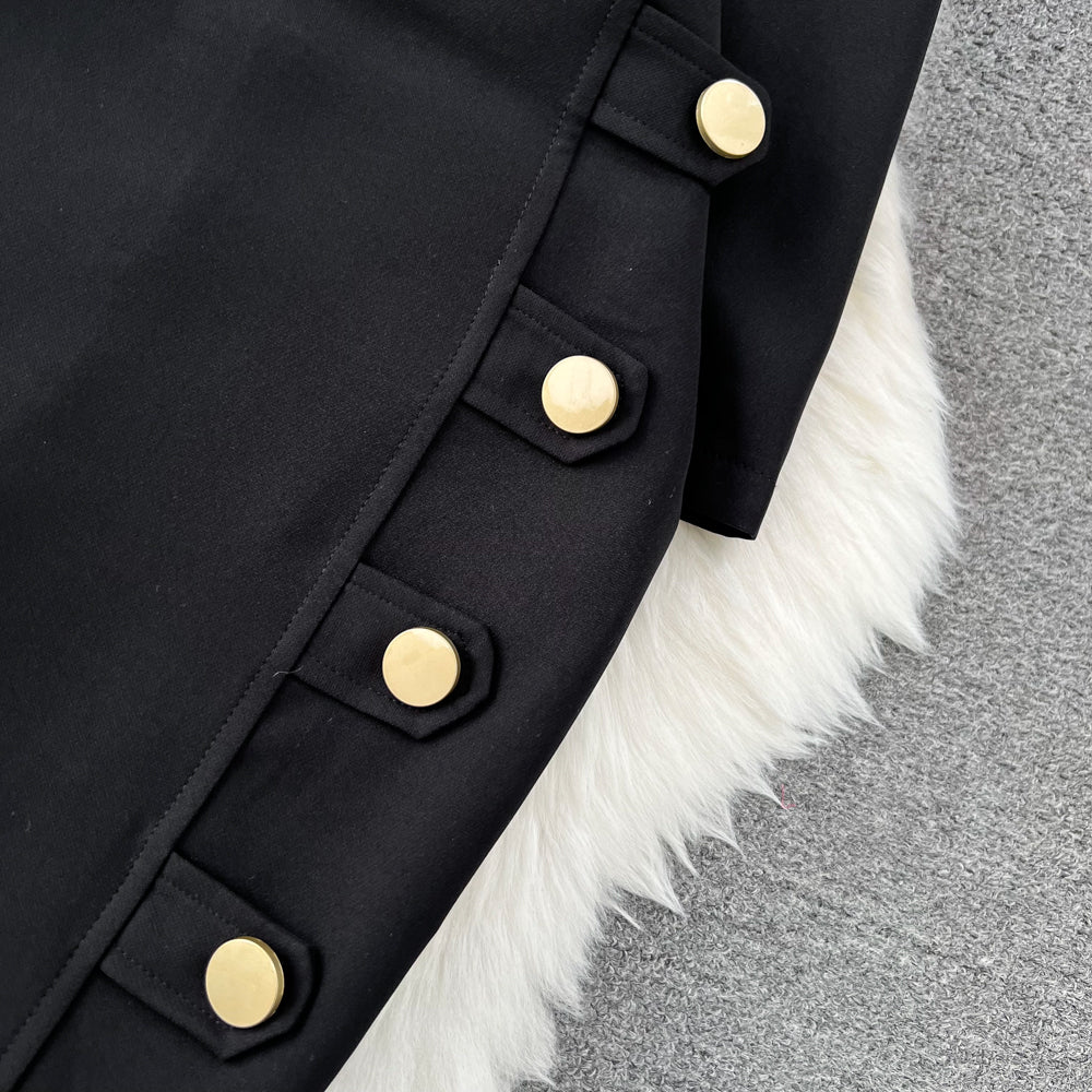 Black Blazer and Skirt Set Office Wear