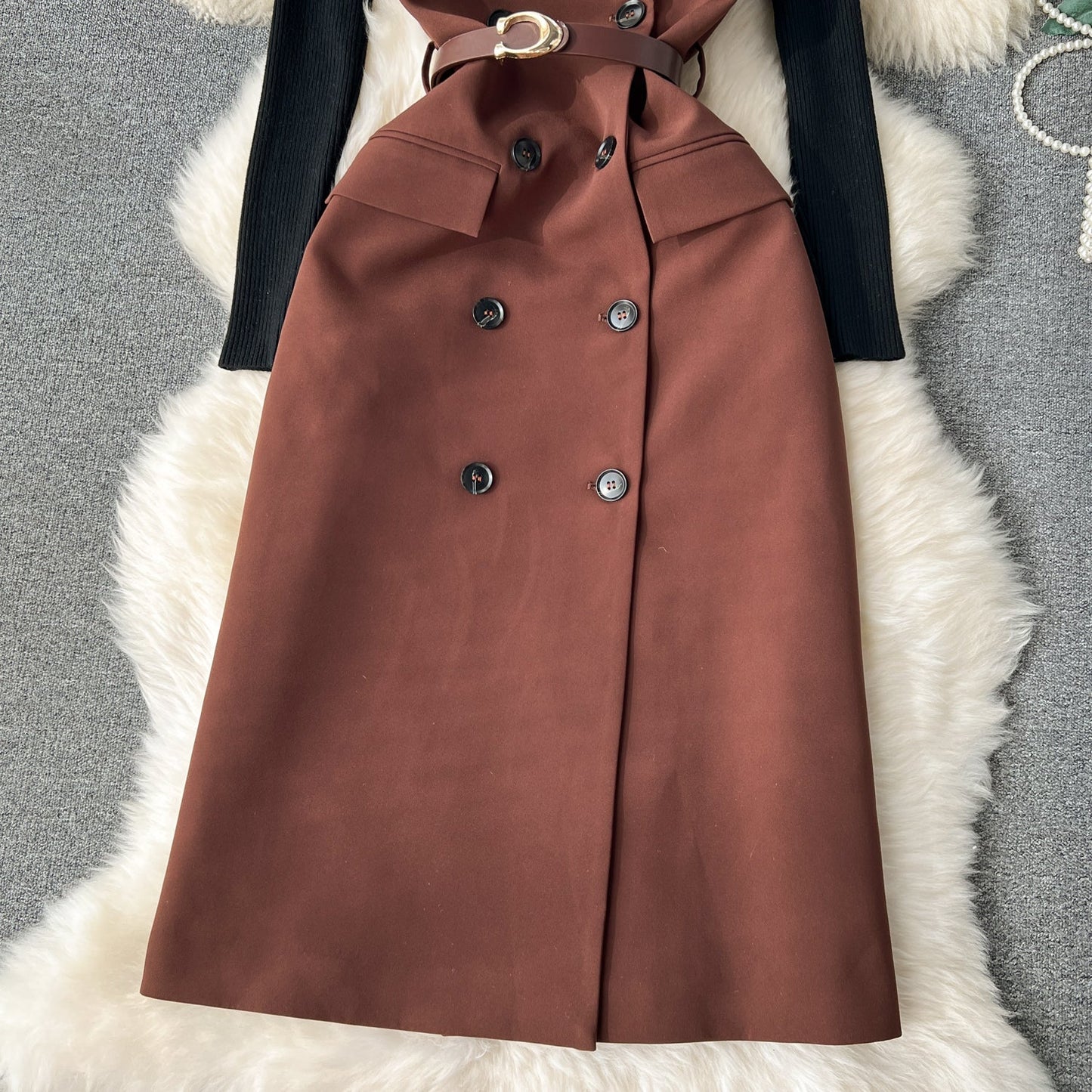 Retro Chic Suit Dress & Black Cardigan