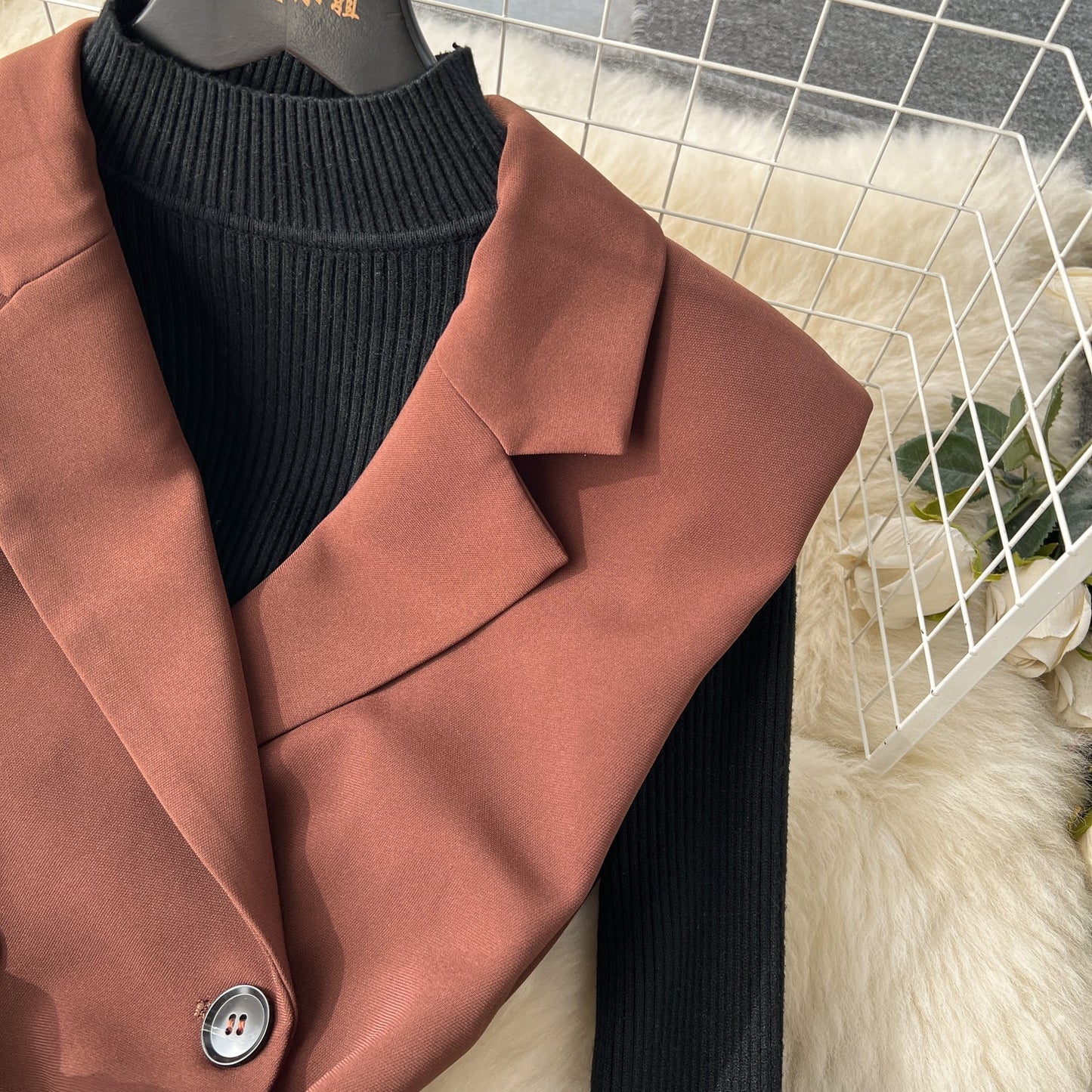 Retro Chic Suit Dress & Black Cardigan