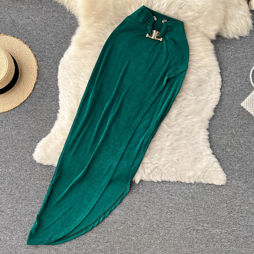Sleeveless Crop Top & Slit Skirt Set