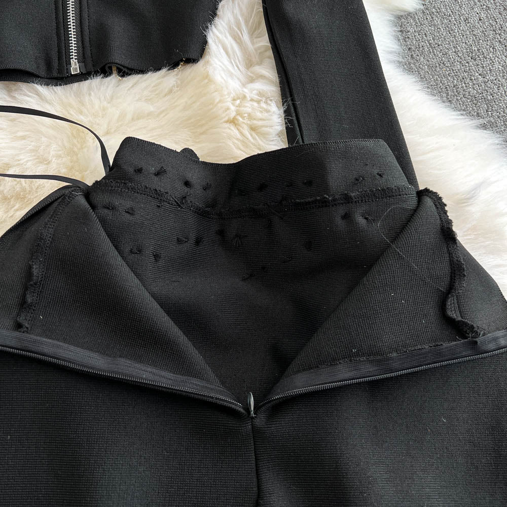 Rhinestone Sweater & Midi Skirt Matching Set