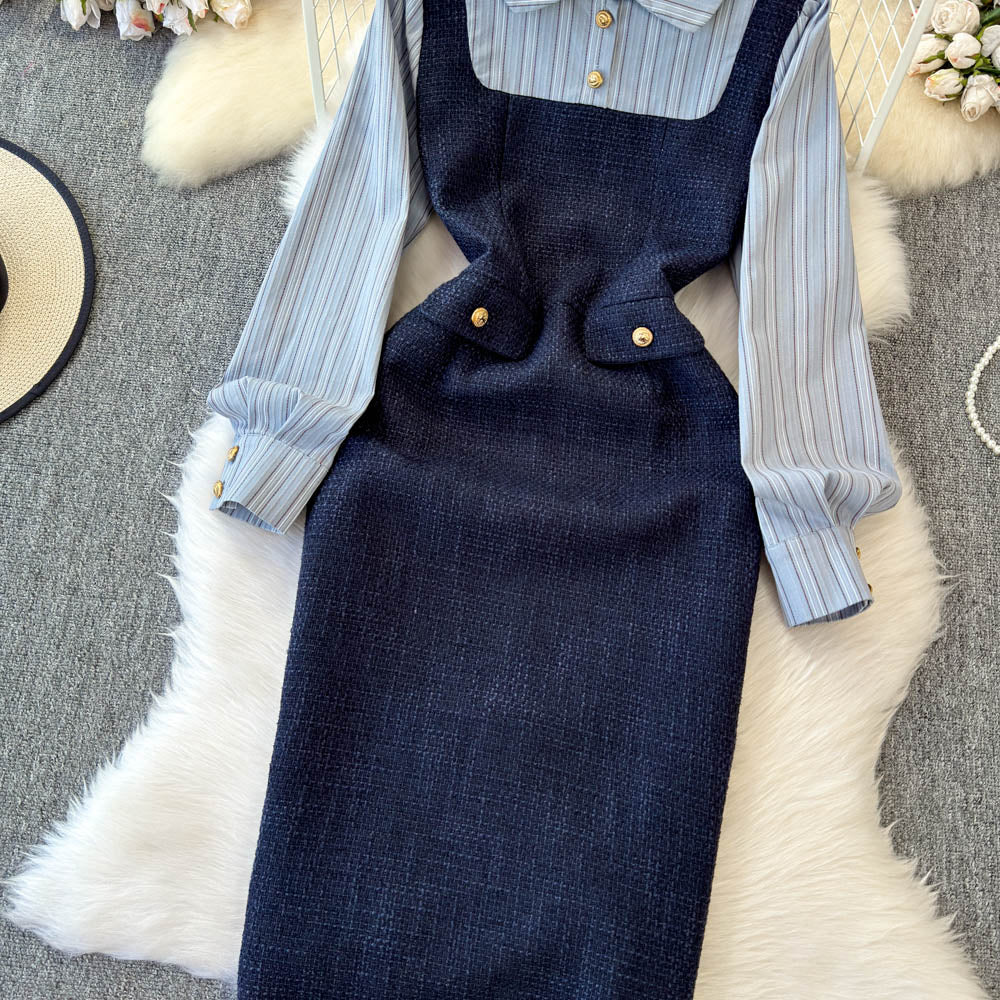 Stripe Dress & Structured Blazer Matching Set