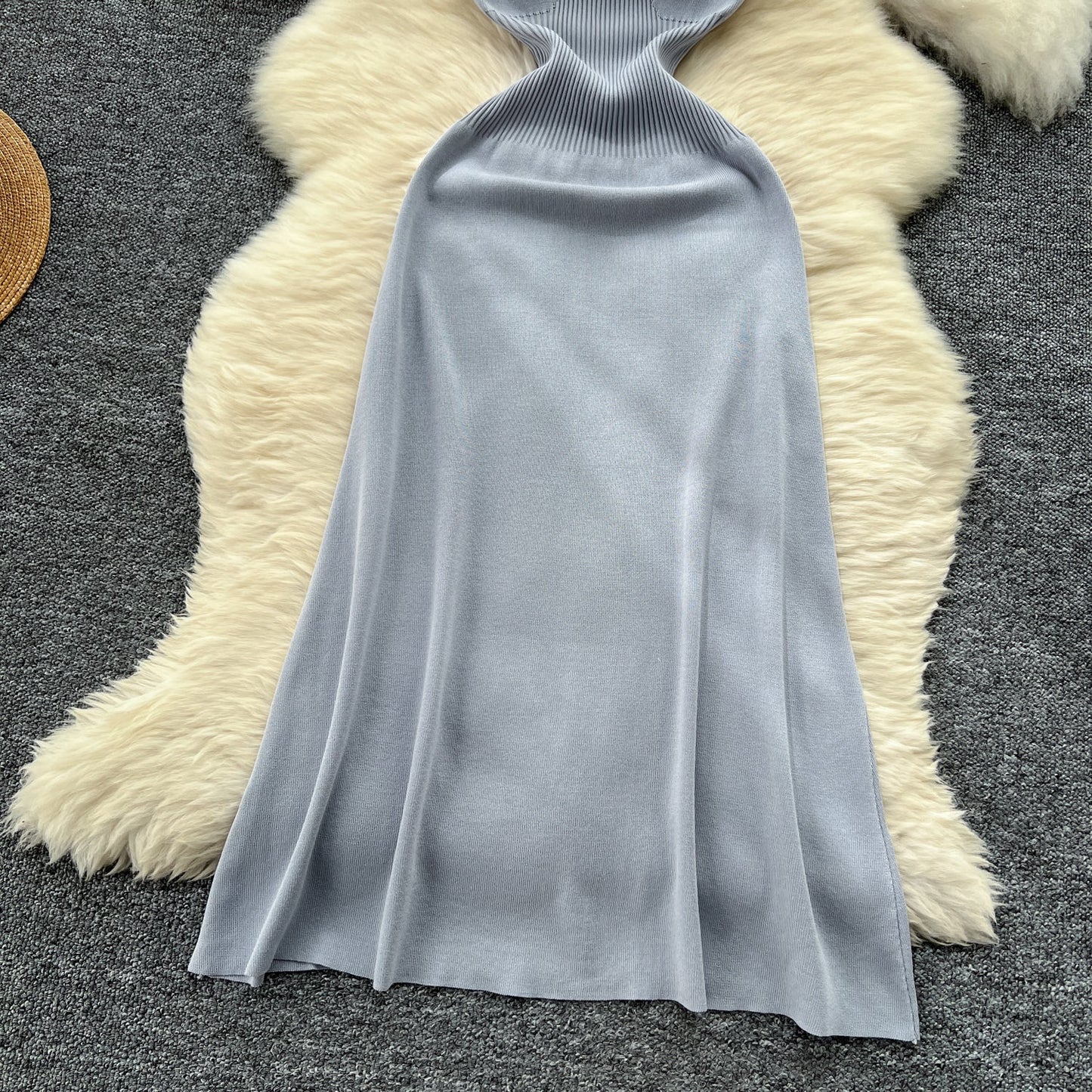 Vintage Cable-Knit Sleeveless Turtleneck Dress
