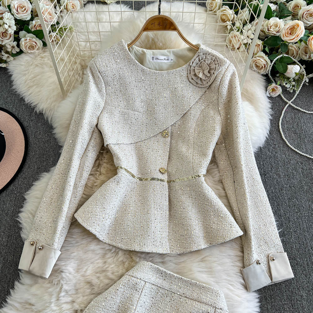 Classic Tweed Blazer & Pencil Skirt Set