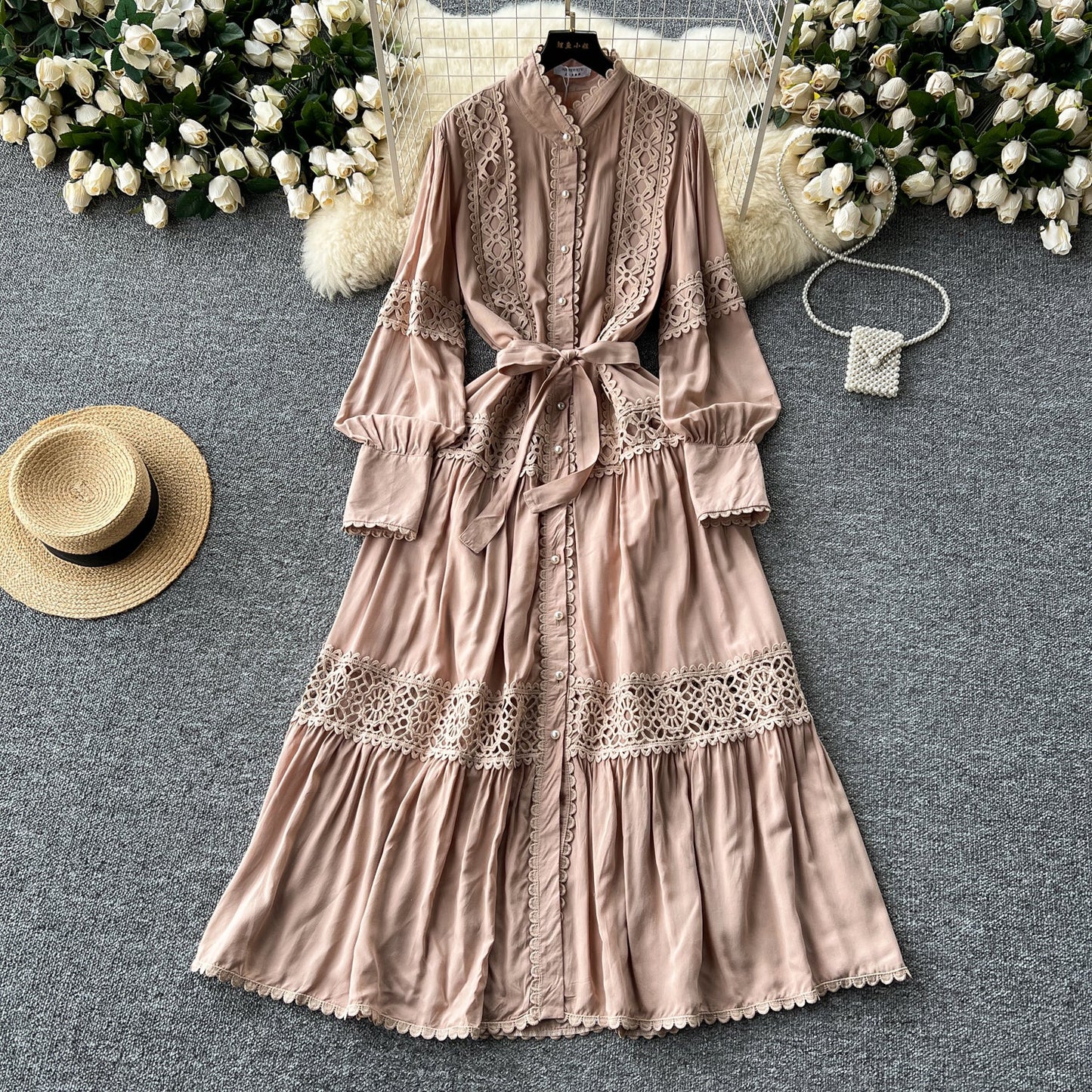 Retro Folkloric Lace Layered Dress