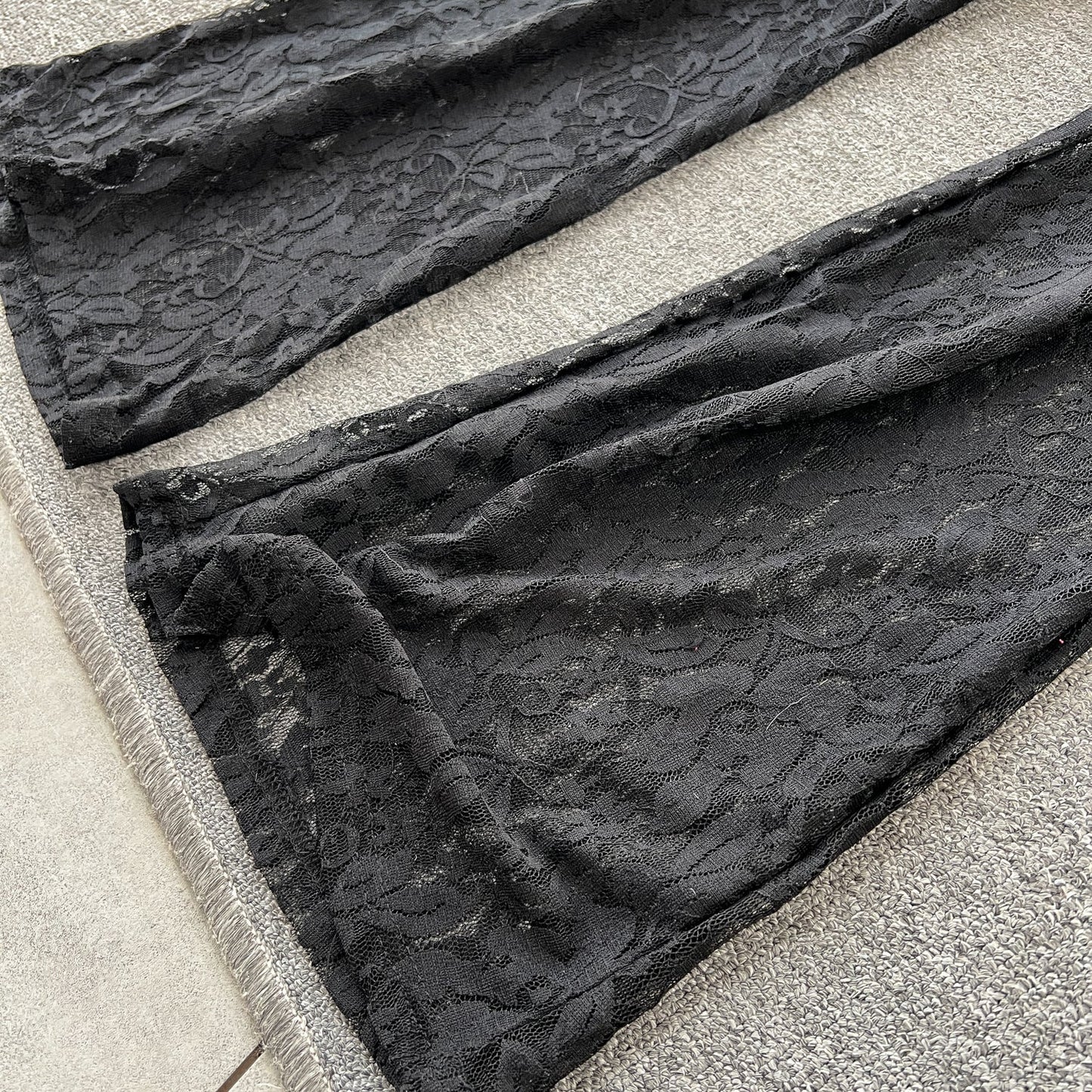 Designer Black Lace Jumpsuit & Trousers Set