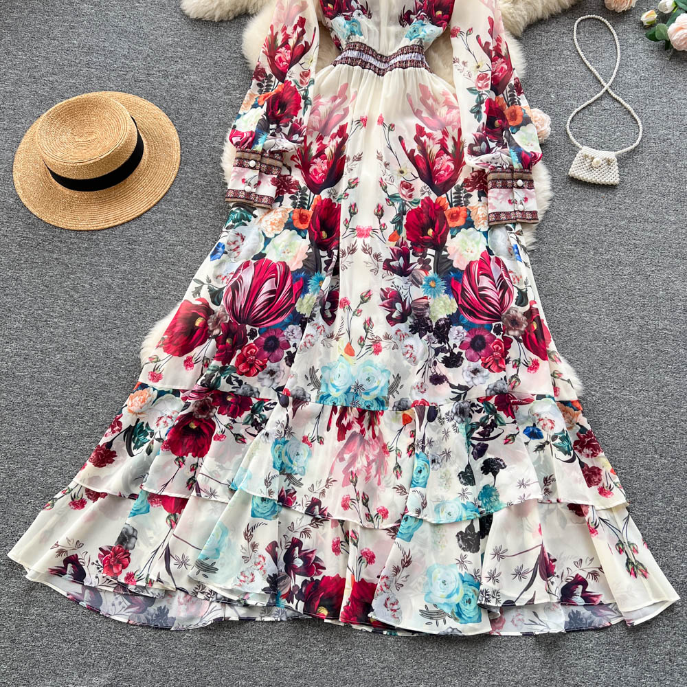 V-neck Floral Maxi Dress