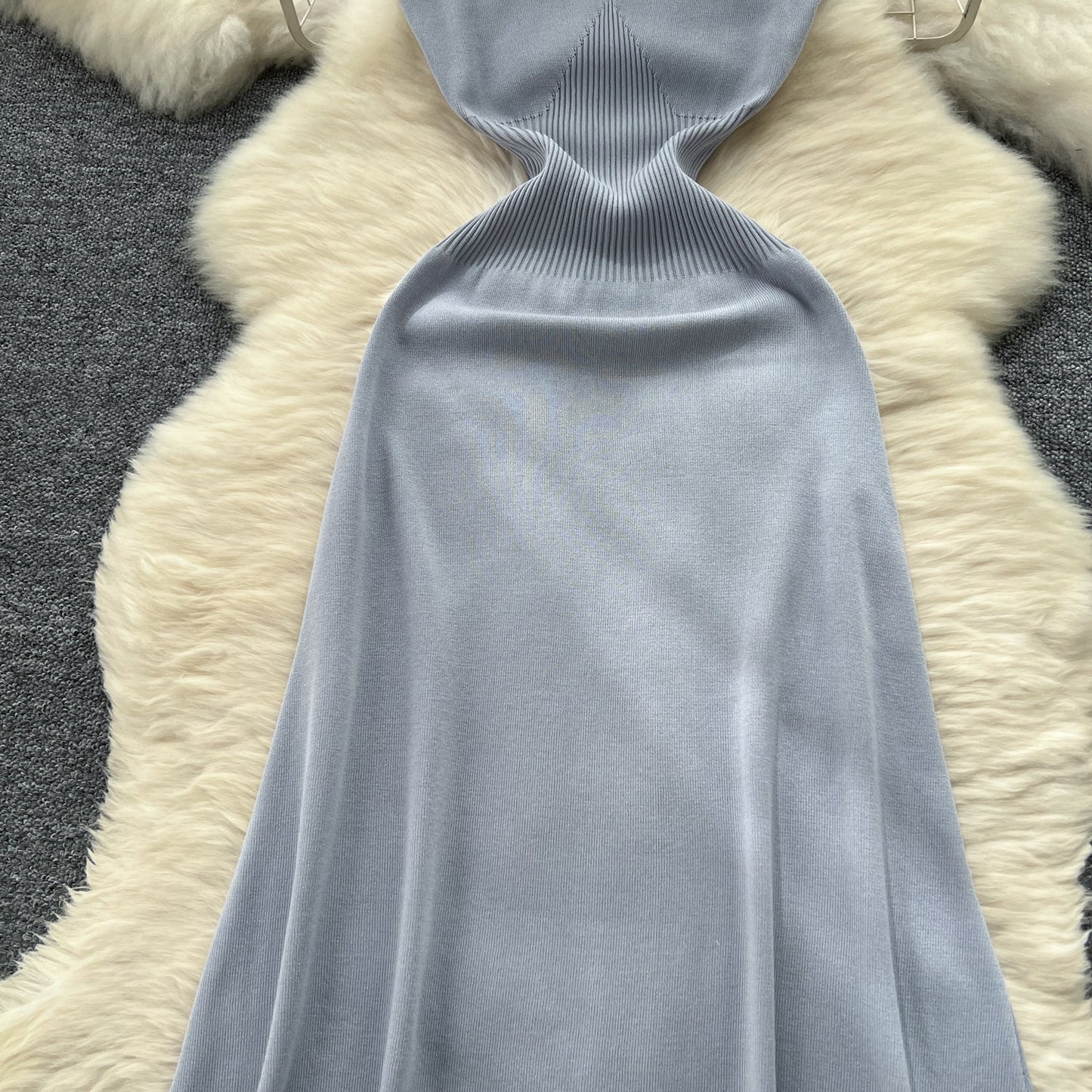 Vintage Cable-Knit Sleeveless Turtleneck Dress