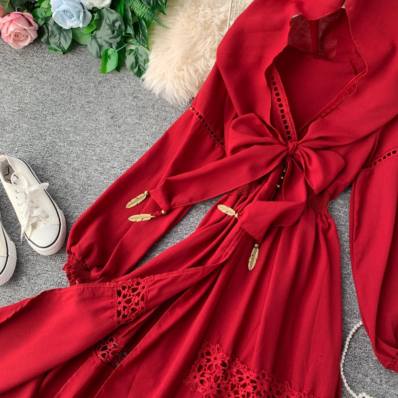 Contemporary Openwork Hooded Robe Dress