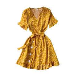 Chic Retro Polka Dot V-Neck Dress